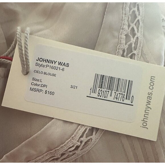 Johnny Was  Cielo Blouse Short Sleeve Blush Pink Silk Top Womens Large New‎ - Picture 6 of 7